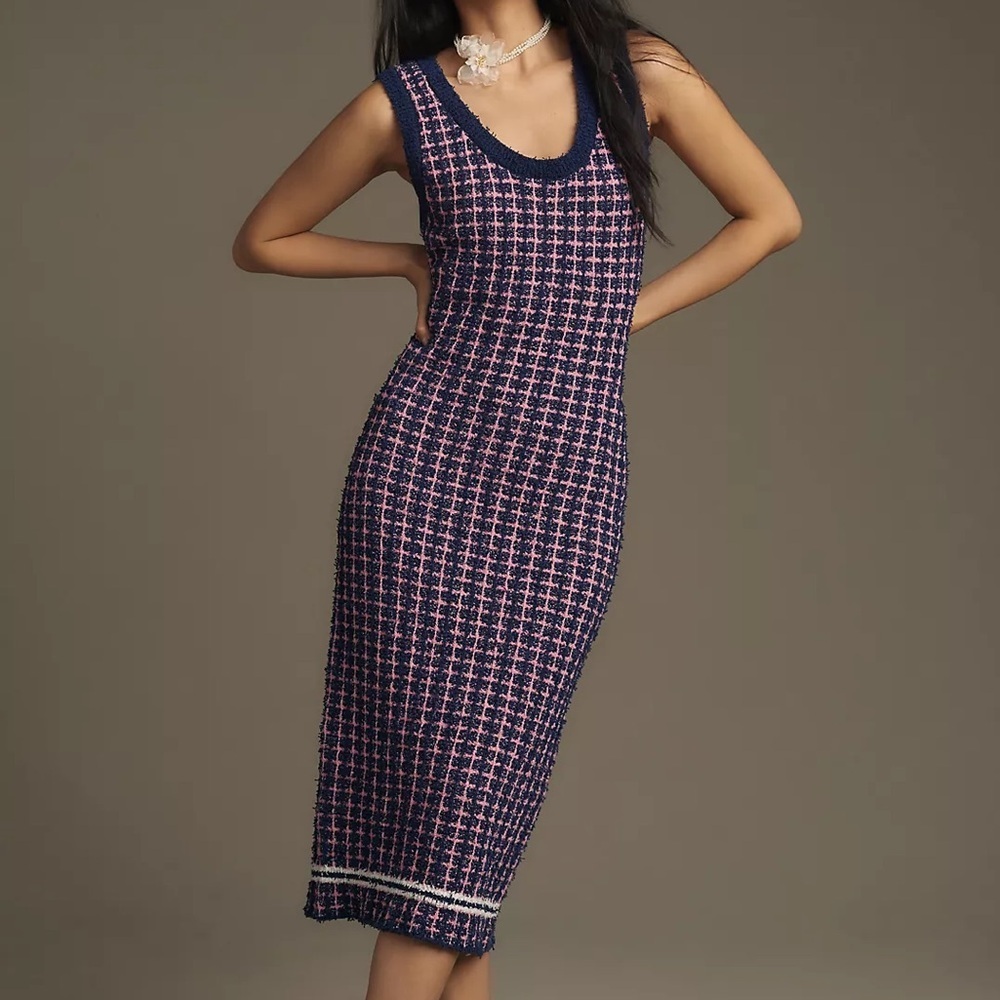 Endless Rose Blue and Pink Sheath Midi Dress